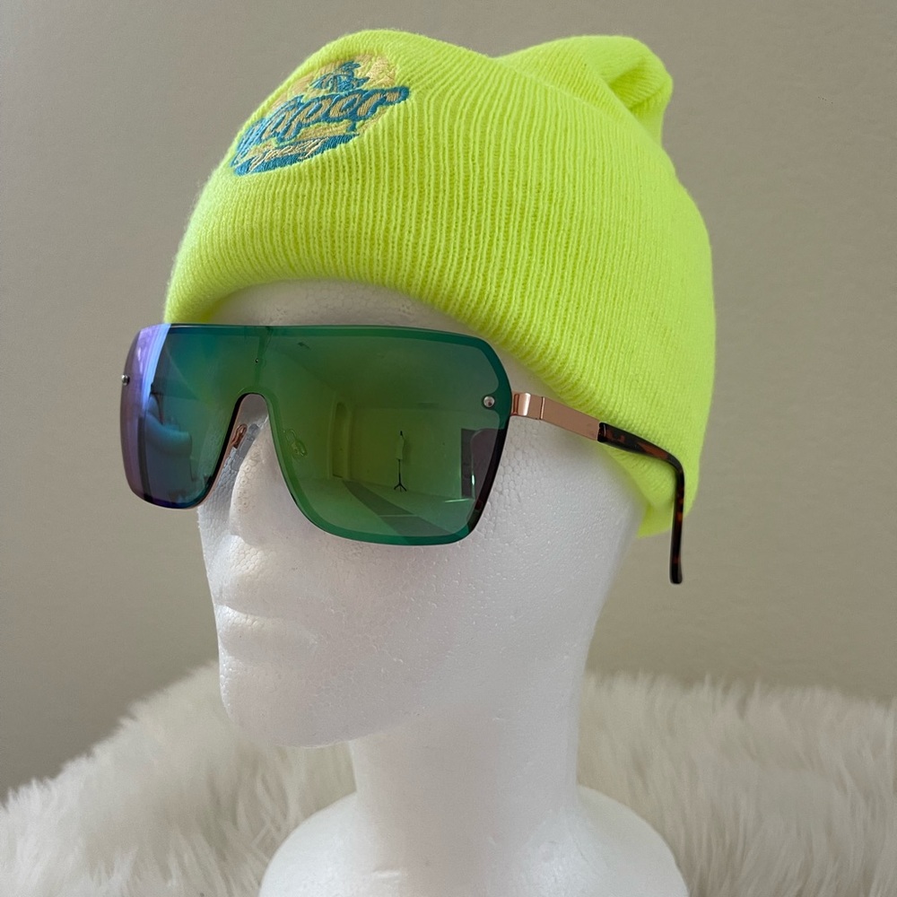 Neon Yellow Winter Hat + 🎁 🕶️